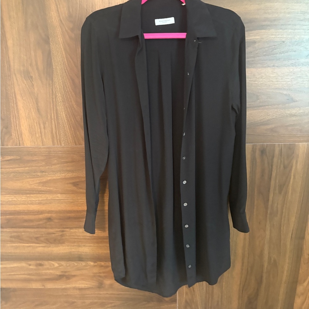 Equipment Black Button Up Silk Shirt Dress